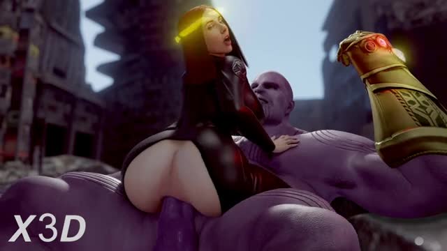 [4k] Black Widow Rides Thanos Cowgirl Style (Particle Effect) [Sound]