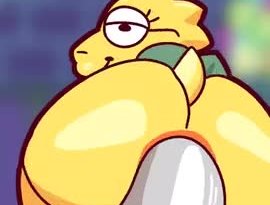 Alphys riding asgore