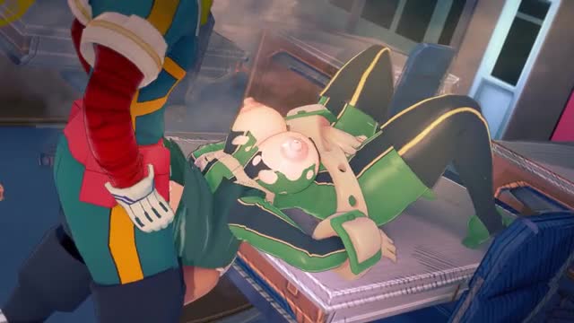 Asui sucking deku