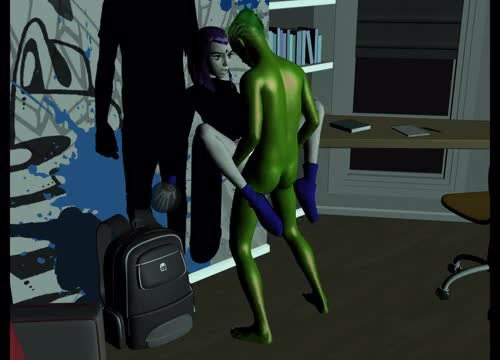 Beast Boy and Raven wall ride sex camera angle 2 with audio