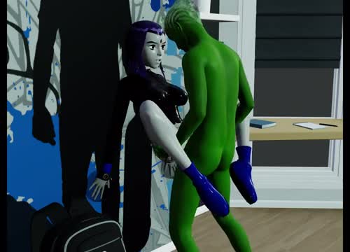 Beast Boy and Raven wall ride sex camera angle 3 with audio