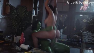 Black Widow Riding She-Hulk (Fart edit by Wceen)