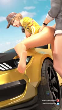 Cindy Assfucking on top of car