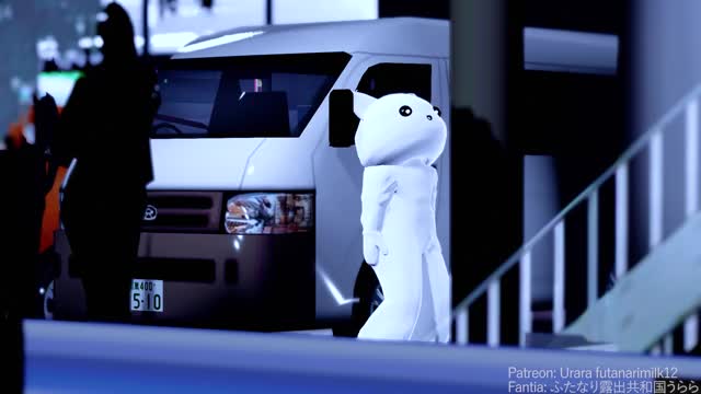 Futanari girl wandering around wearing nothing but a stuffed animal