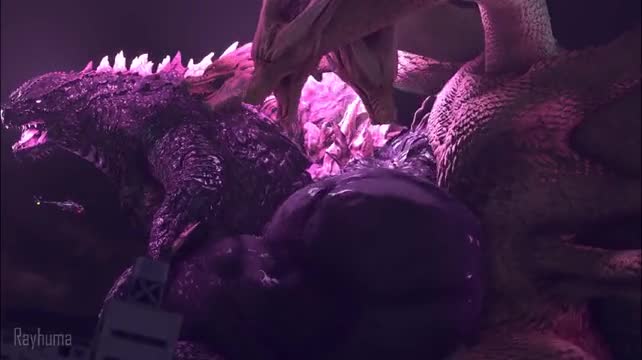 Godzilla gets backshots from Ghidorah
