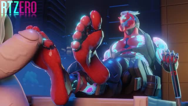 Overwatch Genji Gives Footjob
