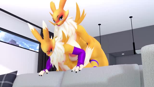 Renamon has sex with a horse dildo with another Renamon gay