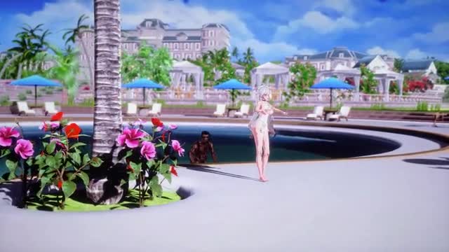 Theresa get BBC at the pool