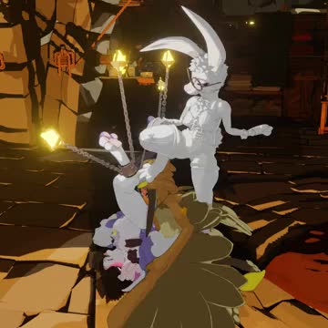 Bunny forces girls have fun together
