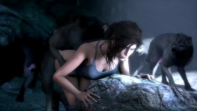 Lara Croft fucked by wolves