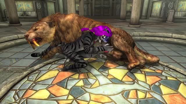 Sabre Cat handling in a temple