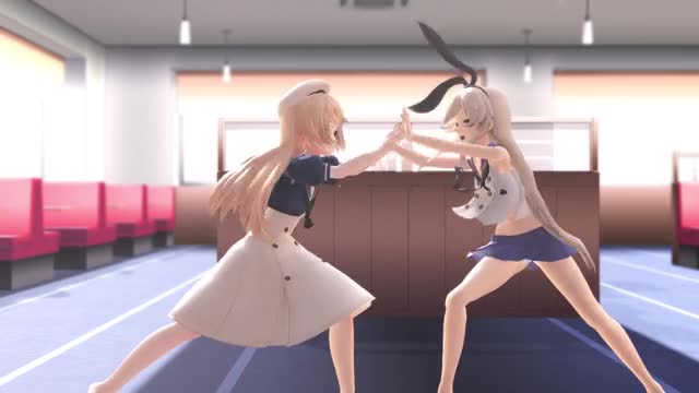 Shimakaze & Jervis – 1, 2 Fanclub [MMD R18] Monokage