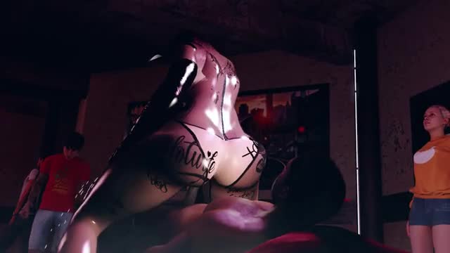 Tifa Lockhart Lap Dance with QOS tattoos