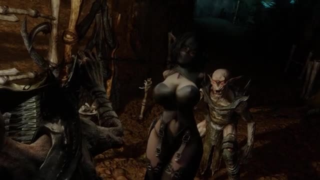 Elf captured by monsters in cave "Falmer Queen" Full HD