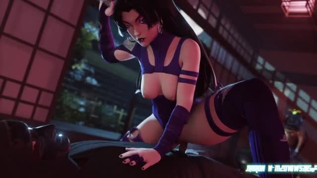 Psylocke catches an enemy ninja (black) [Baron Von Meowsberg]