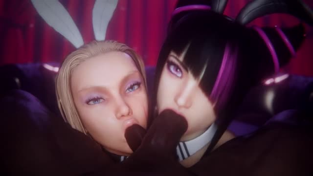 Juri and Cammy Bunnysuit Blowjob [Black]