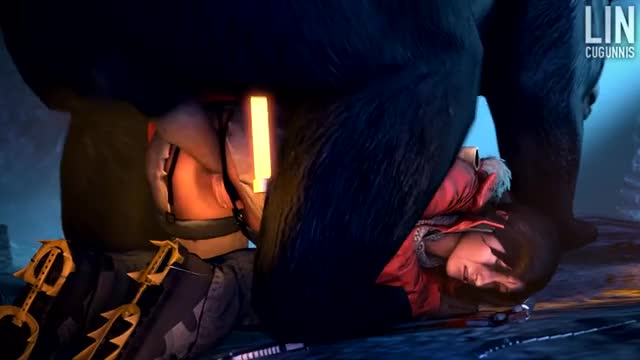 Lara Croft anally raped by a bear