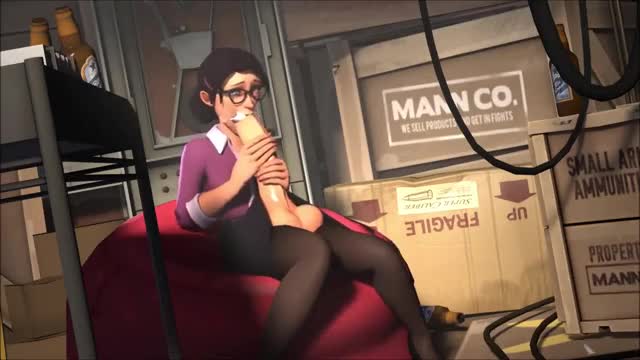 Miss Pauling sucks her cock