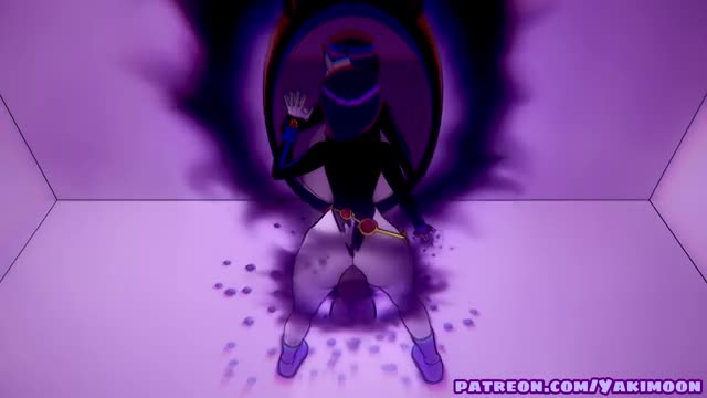 Raven has fun with dark magic.