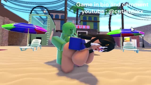 Roblox step-sister fucked on beach (game in bio and comment)