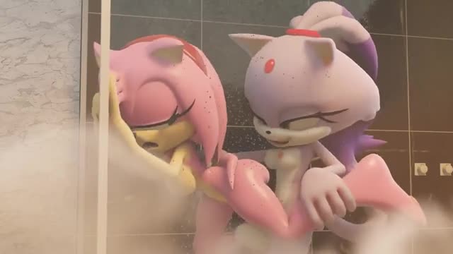 Blaze and Amy Bathing Together