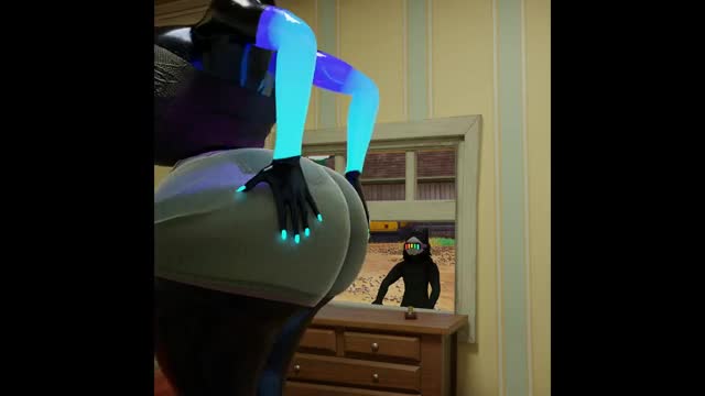 Lynx shakes her ass and for unlucky fan who decided to look through the window.