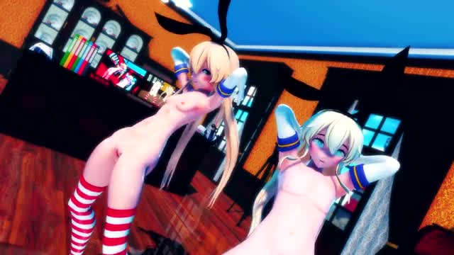 Shimakaze & Trap – Hip Swinging Dance [MMD R18] Hamselvish