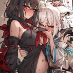 shiroi yoru hololive hololive gamers kurokami fubuki shirakami fubuki animal ears censored cum futanari kitsune no bra nopan open shirt seifuku skirt lift tail thighhighs yuri