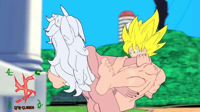 Android 21 has fun anal fun with Goku