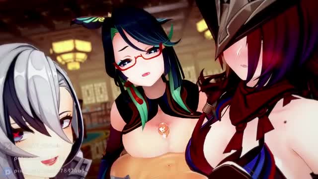Arlecchino & XianYun & Chasca titfuck (sound)