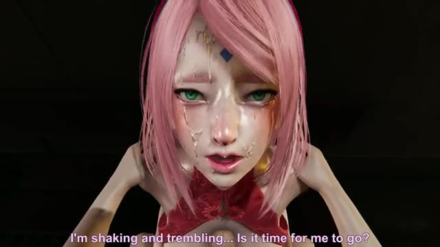 Sakura is giving you a boobjob and licking it