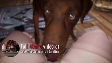 Watching her suck on dog cock