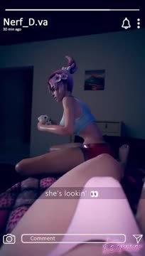 One second Kiriko’s gaming, next she’s jerking off Hana’s cock