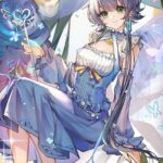 titaniumtai luo tianyi vocaloid vsinger vocaloid black footwear absurdres highres 1girl ankle cuffs arm support bare shoulders blue dress blue flower blue sleeves breasts bug butterfly cleavage cleavage cutout clothing cutout detached