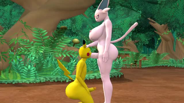 Pikachu has a faithful encounter with Espeon.