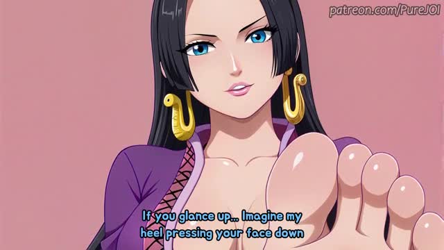 Pump your cock while worshipping Boa Hancock’s feet (Feet JOI)
