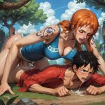 Futa Diffusion on X: Thx Luffy I really needed that you are the best captain! AiGirls AiGirl futanari dickgirl nsfw aiart aiporn onepiece nami luffy
