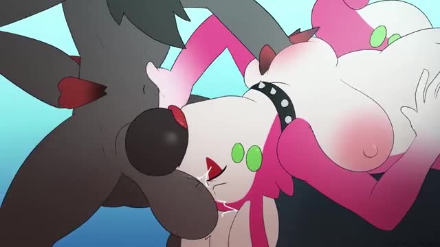 Goodra giving a blowjob to Zoroark