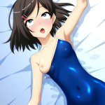 over drive wave ride hentai ouji to warawanai neko tsutsukakushi tsukiko breasts nipples school swimsuit swimsuits