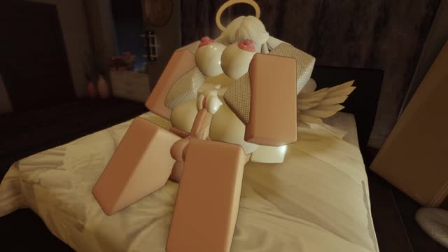 Fucking a sexy angel in Roblox creampie