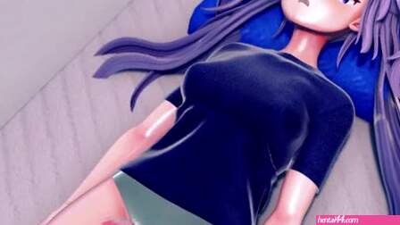 Futanari rubbing on bed