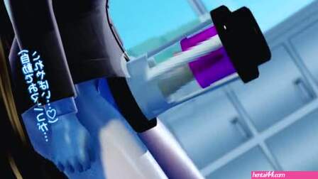 Futanari with masturbator which can not remove