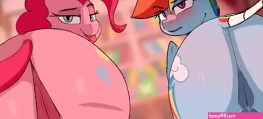Pinkie pie and rainbow dash see if who has a bigger ass