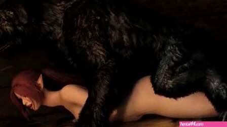 Skyrim – Elf and black dog