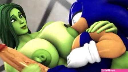 She-Hulk dominates Sonic in Training room
