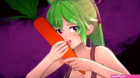 Greenhead bunny girl giving signs