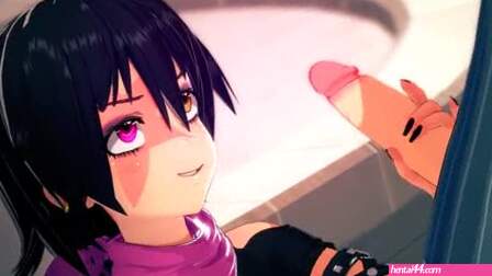 Petite goth girl tries out handjobs