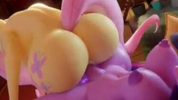 Fluttershy riding twilight sparkle