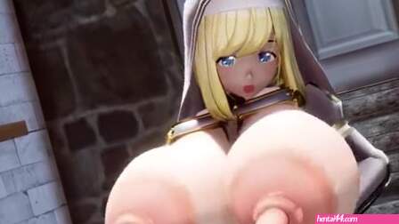 【MMD】nun shakes her breasts