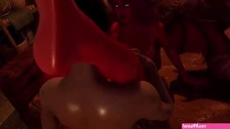 Red Succubus Gets Fucked Hard & Covered in Cum